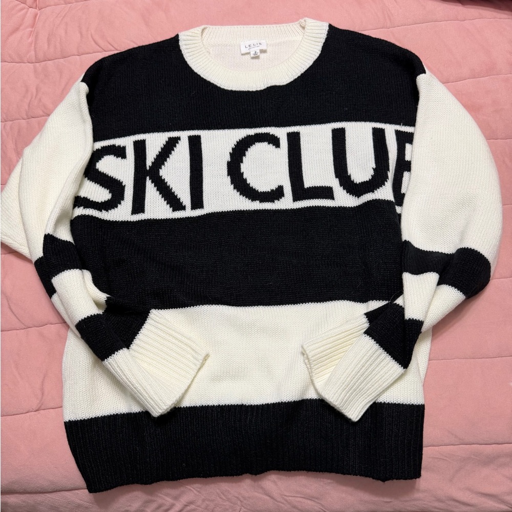 Le Lis Black and Cream Sweater Ski Club
